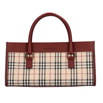 Burberry Nova Check Handbag Canvas Beige Ladies