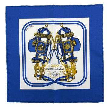 HERMES Scarf Karenano 20 BRIDES de GALA Blue x White 100% Silk