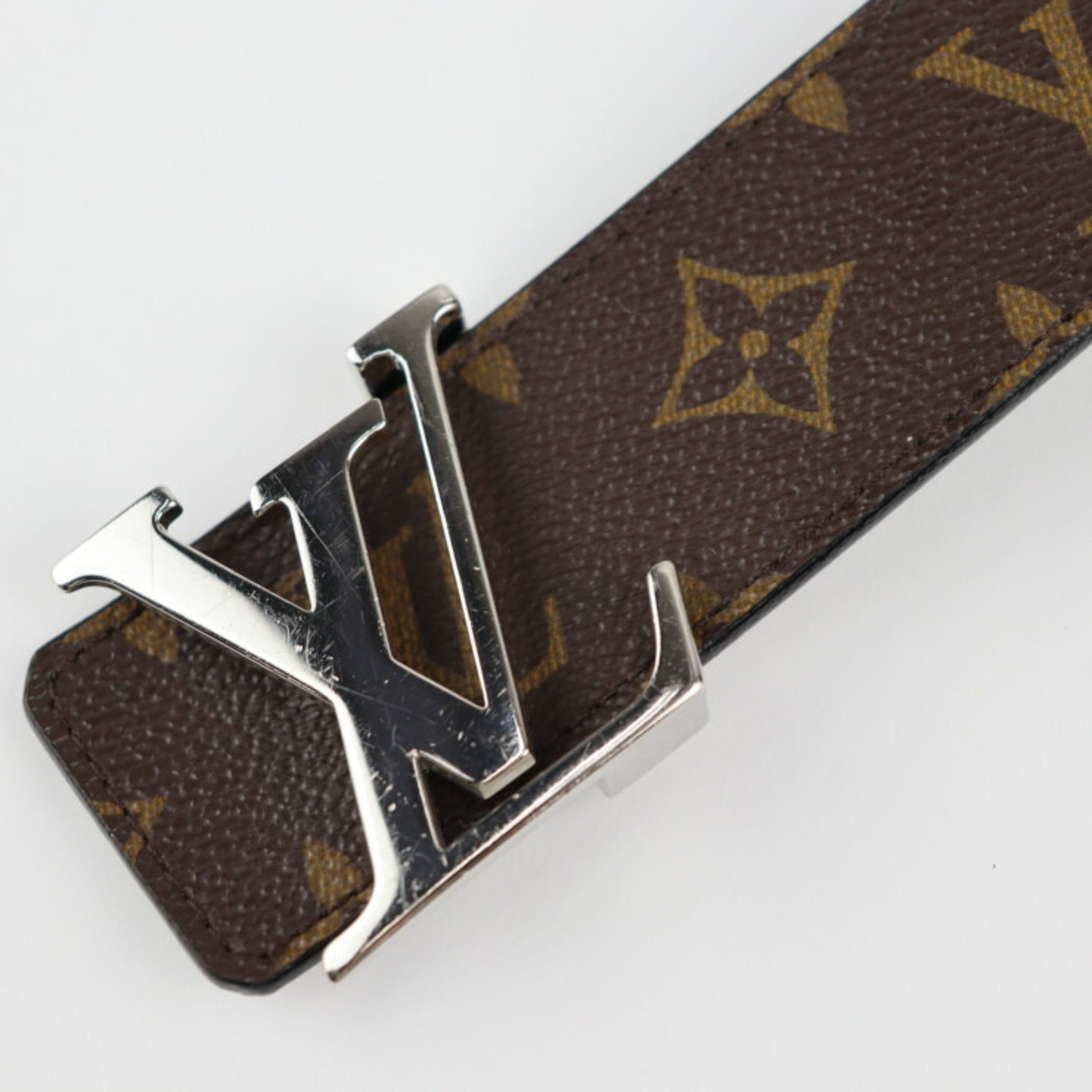 LOUIS VUITTON Louis Vuitton Sun Tulle LV Cut Belt M6888V Notation Size 85/34  Monogram Canvas Brown Silver Metal Fittings