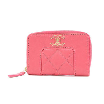 Chanel Mademoiselle Coin Case Chevron Pink