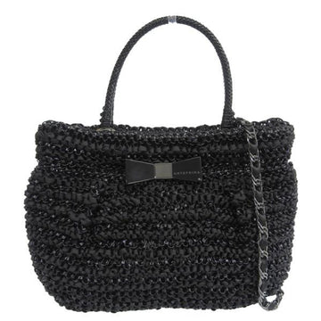 ANTEPRIMA Satin Wire Cristallo Fiocco Handbag Black Ladies