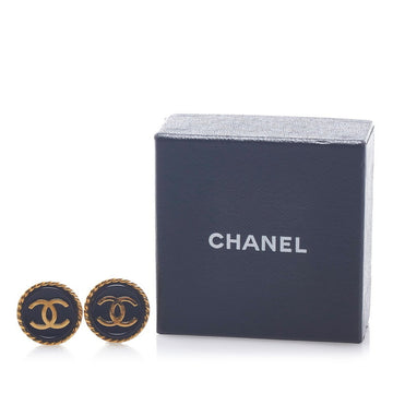 CHANEL coco mark earrings gold black plated ladies