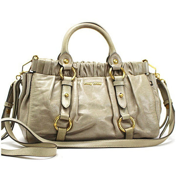 Miu Miu Miu 2WAY Handbag Shoulder Bag Leather Beige MIUMIU Ladies Gather Tote