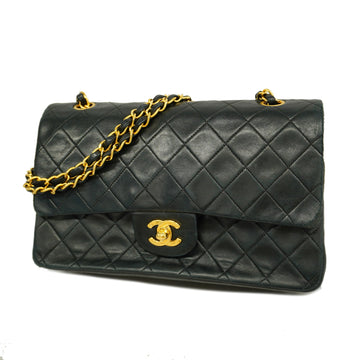 Chanel Matelasse Shoulder Bag W Flap W Chain Women's Leather black