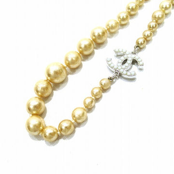 CHANEL Fake Pearl Coco Mark Long Necklace Brand Accessories Women's