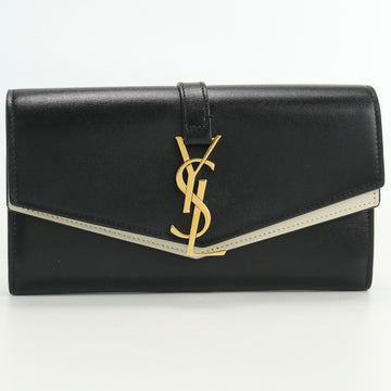 SAINT LAURENT Sulpice Large Palm 553559 02G1W Long Wallet with Folded Coin Purse Leather Ladies