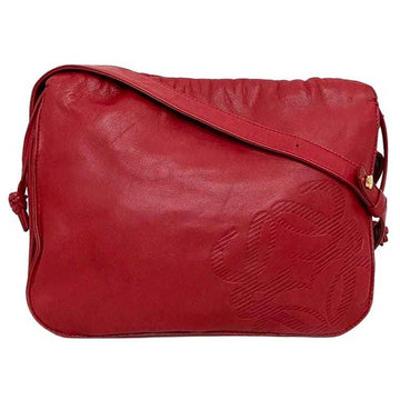 LOEWE Shoulder Bag Red Anagram Nappa Leather  Women's