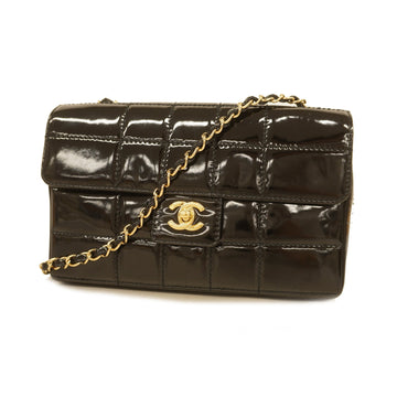 Chanel Single Chain Women's Patent Leather Shoulder Bag Black