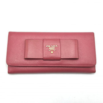 PRADA Saffiano long wallet ribbon pink