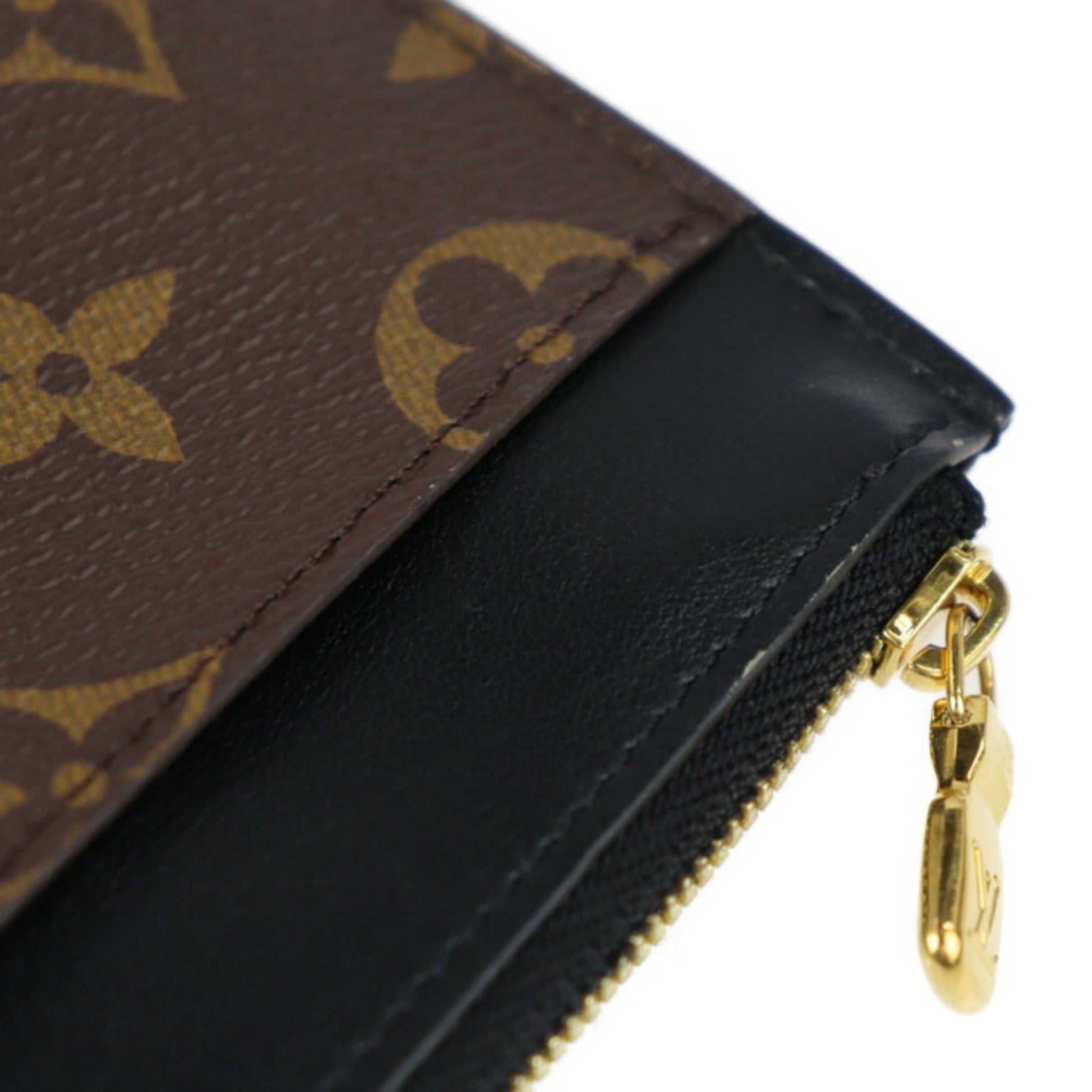 Louis Vuitton Slim Purse Monogram Canvas Black Brown Wallet M80348