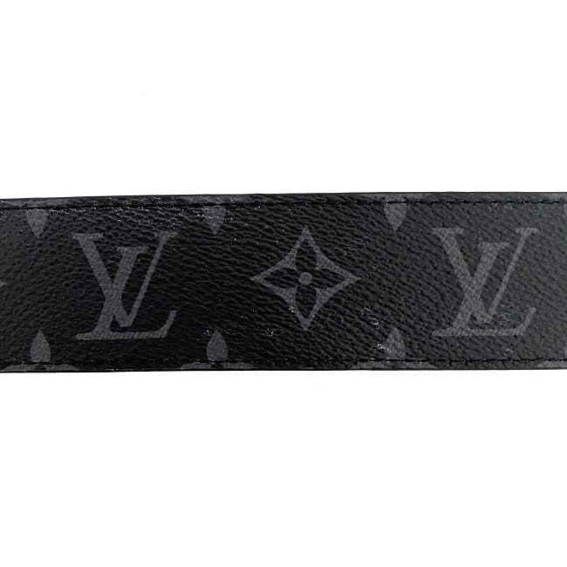 Louis Vuitton Belt Sun Tulle Initial Black Gray Silver Monogram Eclipse  M9043 40mm Canvas BC3252 LOUIS VUITTON Waist 80cm Men's Reversible