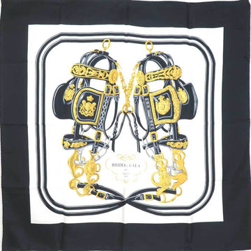 HERMES Scarf Muffler KARE90 BRIDES de GALA Silk Navy Ladies