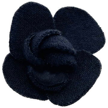 CHANEL Brooch Camellia Corsage Fabric Black Flower Pin - Ladies