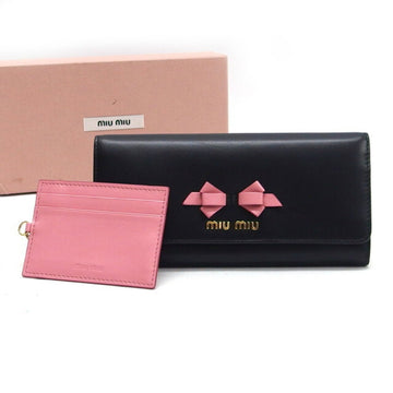 MIU MIU Miu bi-fold long wallet ribbon pass pink