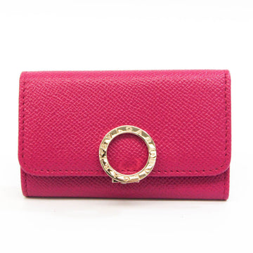 BVLGARI  Women's Leather Key Case Pink,Red Color