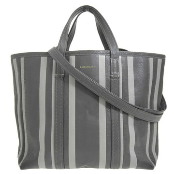 BALENCIAGA Leather Barbes Medium Tote Bag 671409 Gray Women's