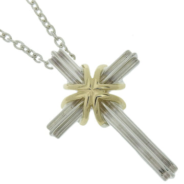 TIFFANY&Co. Signature cross necklace 925 silver x K18 yellow gold Made in the USA Unisex