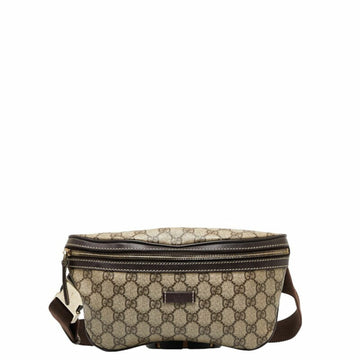 GUCCI GG Supreme Waist Bag Body 233269 Beige Brown PVC Leather Women's