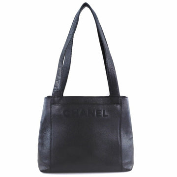 Chanel logo embroidery vintage matte caviar skin black ladies shoulder bag