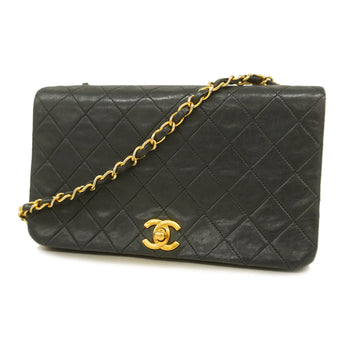 Chanel Matelasse Single Chain Women's Leather Shoulder Bag Black