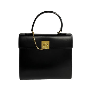 CELINE Vintage Ring Logo Hardware Calf Leather Genuine Handbag Mini Tote Bag Black 11963