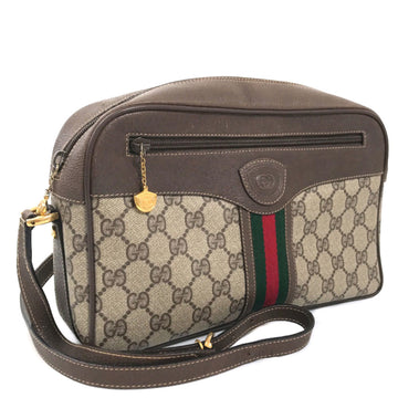 GUCCI Shoulder Bag Old Sherry Line PVC x Leather Brown Ladies