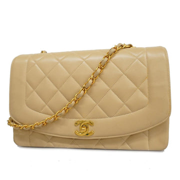 CHANEL Shoulder Bag Diana Chain Lambskin Beige Gold Hardware Women's