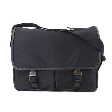 PRADA messenger shoulder bag nylon saffiano leather black 2VD768 silver metal fittings Shoulder Bag
