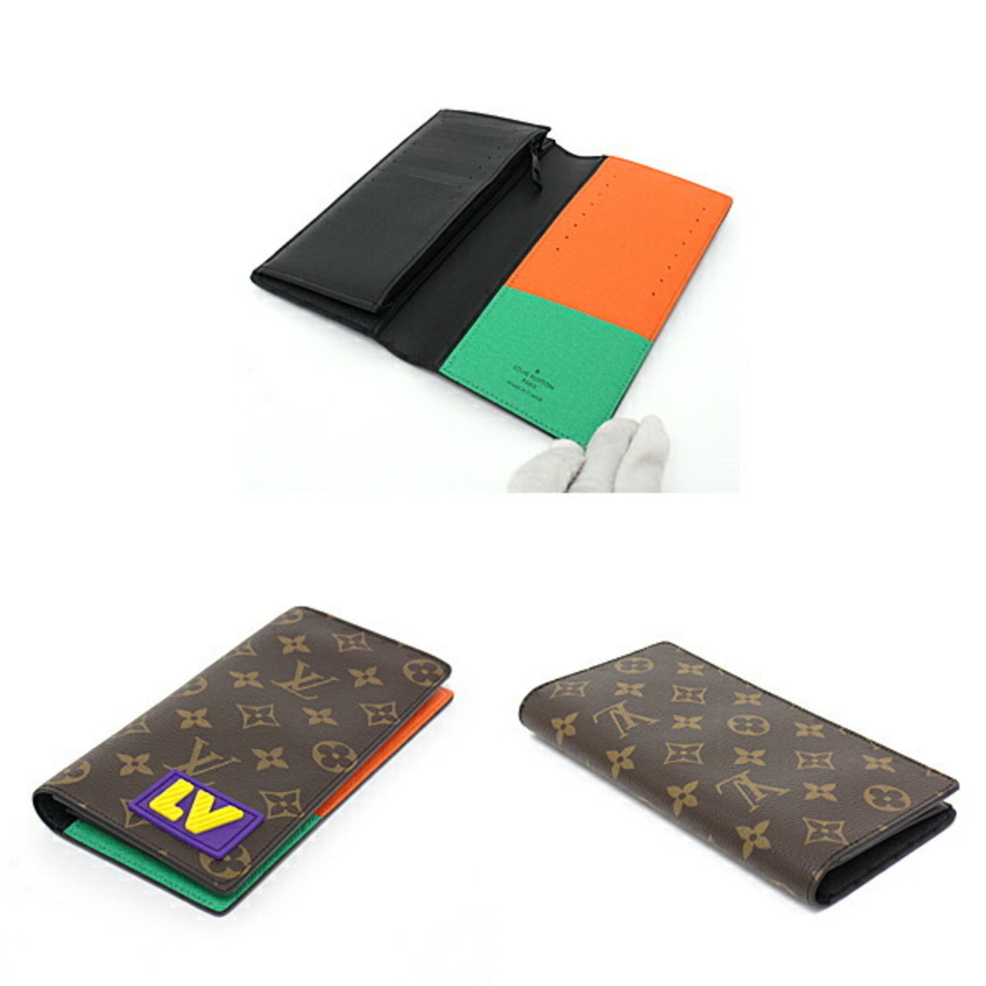 Louis Vuitton Portofeuil Brothers NM Monogram Canvas Brown / Multicolor  M80523 Long Bi-Fold Wallet Men's Rubber Patch