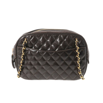 CHANEL matelasse chain shoulder brown ladies lambskin bag