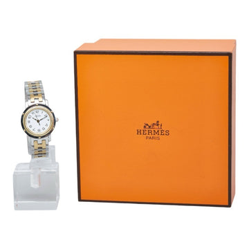 HERMES Clipper Watch CL4.220.130 3752 Quartz White Dial Stainless Steel Ladies