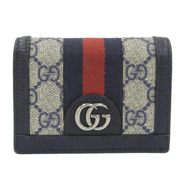 GUCCI Ophidia GG Supreme Card Case Wallet 523155 Navy Ladies