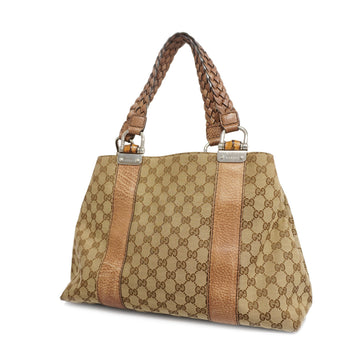 GUCCIAuth  Bamboo 232947 Women's GG Canvas Handbag,Tote Bag Beige