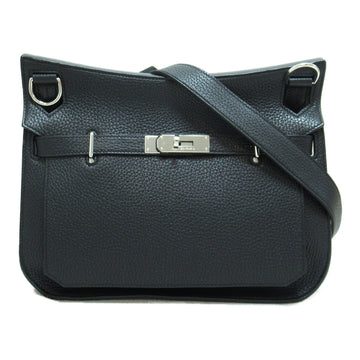 HERMES Ji Poussiere28 Black Shoulder Bag Black Noir Black Taurillon Clemence leather