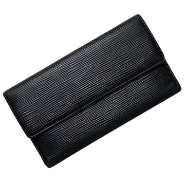 Louis Vuitton Tri-Fold Wallet Porto Tresor International Black Noir Epi M63382 Leather CA0977 LOUIS VUITTON 6 Folds