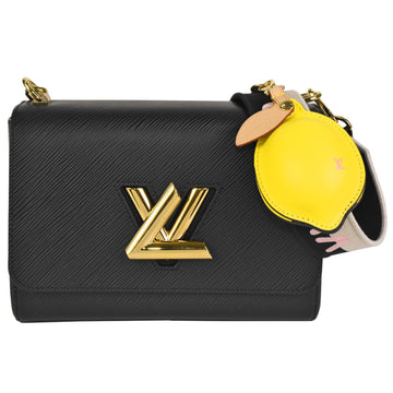 LOUIS VUITTON Twist MM Epi Noir Shoulder Bag Lemon Charm M20680