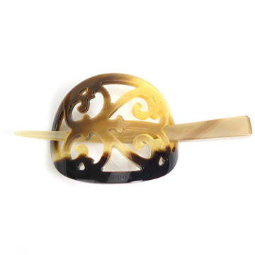 HERMES Hairpin Buffalo Horn Brown Ladies