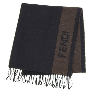 FENDI Wool Muffler Black/Brown Ladies