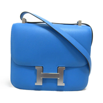 HERMES Constance 23 Shoulder Bag Blue Vaux Swift leather leather