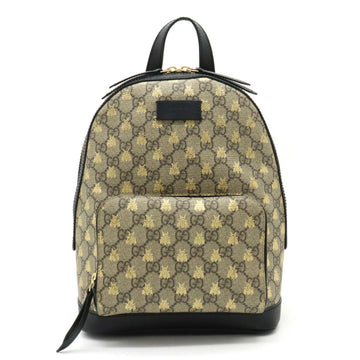 GUCCI GG Supreme Bee Backpack Rucksack Daypack PVC Leather Beige Black Gold 427042