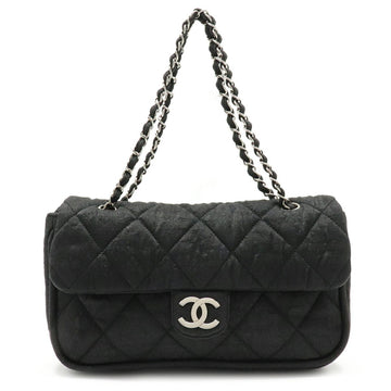 Chanel matelasse chain shoulder bag W double here mark coating nylon black A39078