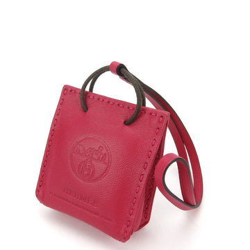 HERMES Bag Charm Sac Orange Y Engraved Anew Milo Lamb Pink Leather Accessory Women's  pink accessory