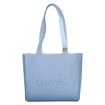 CHANEL Rubber Coco Mark Tote Bag Blue Ladies