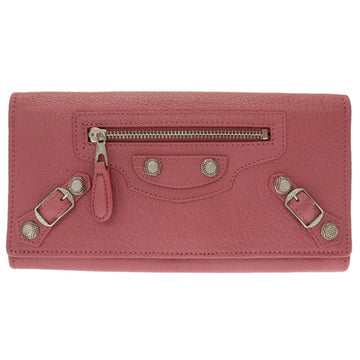BALENCIAGA Giant Continental 253054 Leather Pink Round Long Wallet