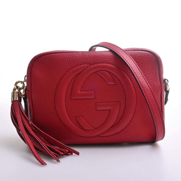 GUCCI Soho Leather Small Disco Bag Shoulder 308364 Red Ladies