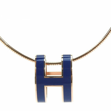 HERMES Necklace Pop Ash H 925 Silver Pink Gold Plated Navy Pendant Accessories Women's  pinkgold