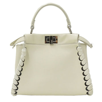 Fendi bag handbag shoulder mini peekaboo leather beige lace up