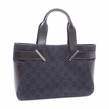 GUCCI handbag ladies dark brown GG canvas leather 73984