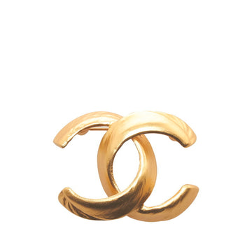 CHANEL Deca Coco Mark Brooch Solid Gold Plated Ladies