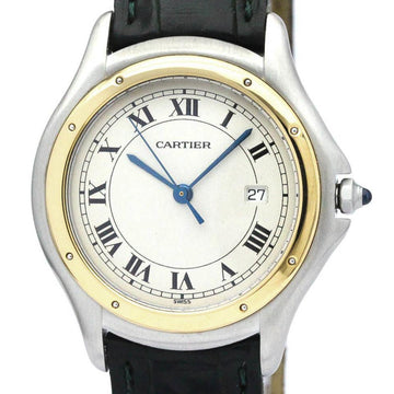 CARTIERPolished  Panthere Cougar 18K Gold Leather Quartz Men Watch BF566023